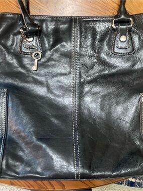 Fossil Black Leather black Tote Bag